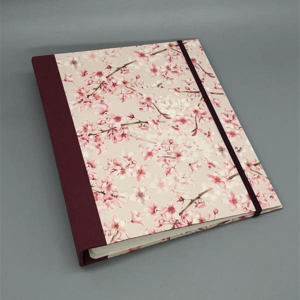 Ringbuch Planer A5 rosa Blüten Gummiband Front